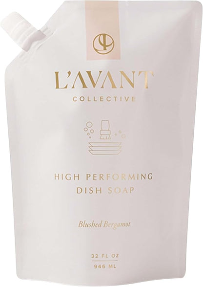 L'AVANT Collective High Performing Dish Soap Refill | Plant-Based Ingredients & High Performing Formula | Notes of Bergamot, Orange Blossom, Amber, Cedar | Blushed Bergamot Scent 32oz
