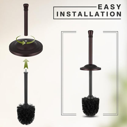 Bronze Toilet Brush and Holder Set,304 Stainless Steel Toilet Bowl Brush and Holder for Bathroom,Heavy Duty Toilet Brush,Durable Scrubbing Bristles,Splash Resistant,Long Handle