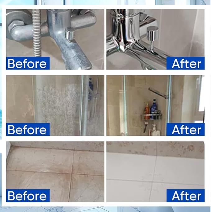 Bathroom Descaler Foam Cleaner, All-In-One Powerful Cleaner Spray, Strong Shower, Bathtub, Glass, Faucet, Tile, and Toilet Cleaner for Stubborn Stains & Limescale Removal (1)
