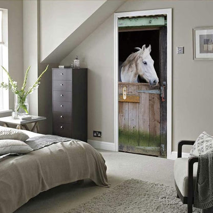 3D Peel and Stick Murals - Horse Wallpaper Self-Adhesive Decals Removable PVC Waterproof Door Poster for Bedroom Living Room 31.5" x 78.7"