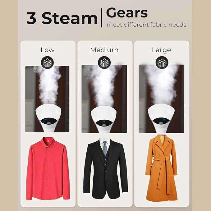 Steamer for Clothes, 20S Heat Up, 1500W & 3 Steam Settings, Ceramic Soleplate with 13-Vent, 2-in-1 Clothing Iron Wrinkle Removal for All Fabrics, Portable & Travel-Ready