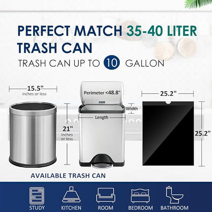 10 Gallon Drawstring Trash Bags (fit 30-35 Liter), 120 Counts Medium Large Kitchen Garbage Bags Trash Can Liners for Home, Office, Light Residential Waste Outdoor Lawn Bags, Black