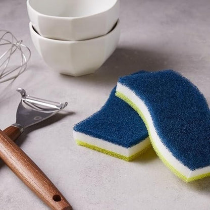 DEAD SKIN Soft & Hard Dual-Sided Sponge Dish Scrubber, Multi-Purpose, Odor-Resistant for Kitchen and Bathroom Cleaning, Household Scrub Sponges_3pcs