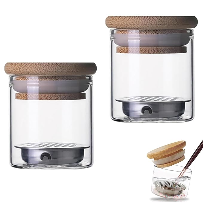 Nail Art Brushes Washing Cup, Nail Glitter Removal Cup, Monomer Holder, Nail Art Acrylic Liquid Powder Removal Cup, Nail Brush Cleaner Dappen Dish with Lid (2 PACK)