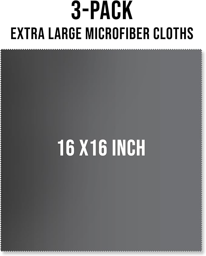 JUNRO 3-Pack 16x16 Inch Extra Large Lint-Free Microfiber Cleaning Cloths for Laptop, LCD TV, Computer Screen, Monitor, Tablet, Camera Lens, Glass, Telescope, iPhone, iPad, Other Delicate Surface