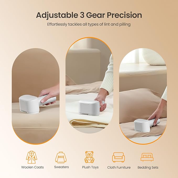 Mosthink Fabric Shaver, 2-in-1 Electric Lint Remover & Build-in Lint Brush, Large Fuzz Remover for Clothes Couch Furniture | Rechargeable Sweater Defuzzer | Digital LED Display | 3 Speeds | 2600mAh