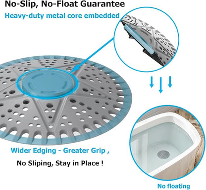 Shower Drain Hair Catcher | 2 Pack 5.5in Large Premium Silicone Drain Protector Strainer | Bathroom Essentials Shower Drain Cover for Shower Room, Floor Drain, Bathroom Sink-Grey