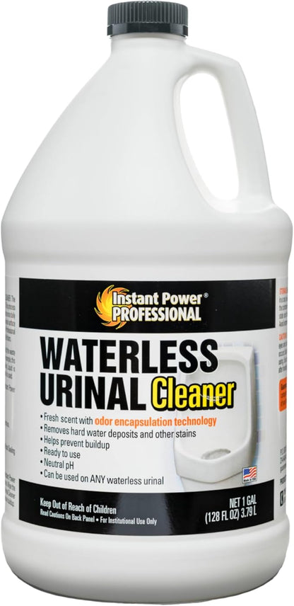 Instant Power Professional Waterless Urinal Cleaner – Removes Hard Water Deposits and Other Stains, Prevents Drain Buildup, Ready to Use, 1 Gal