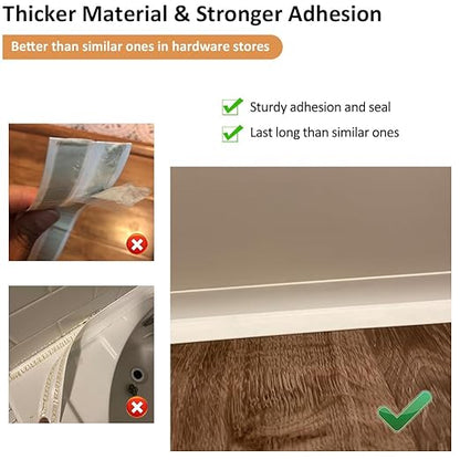 White Caulk Tape Self Adhesive Waterproof, Bathroom Peel & Stick Caulking Strip Floor Tile Wallpaper Toilet Tub Shower Wall Trim, DIY Project Renter Friendly Decor, Quick & Easy to Install in Minutes