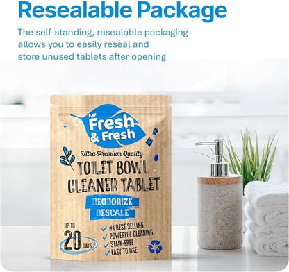Disposable Tablets Type Toilet Bowl Cleaners(30 pack) Odor Eliminator, Fresh Scent, Multipurpose Residential and commercial Cleaners 2-3 week Lasting