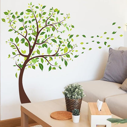2 Pieces Tree Peel & Stick Wall Art - Large Leaf Stickers, Vinyl Wall Stickers & Murals - Removable Forest Decor for Bedroom, Living Room, Classroom, Nursery, Playroom