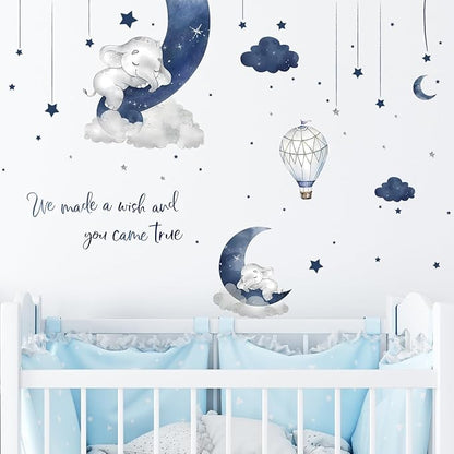 Wall Stickers Decals Kids Peel and Stick Removable for Nursery Kids Bedroom Living Room décor Boys Playroom (Blue Dream)