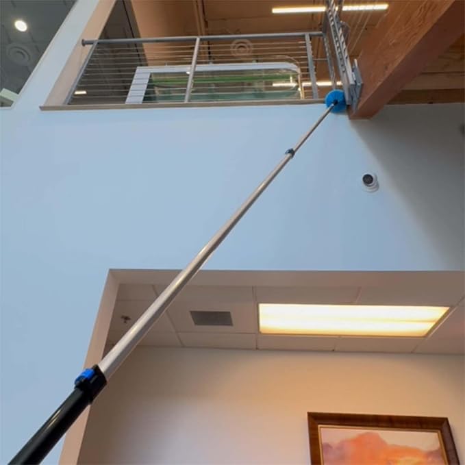 30 Foot Fan Cleaner High Ceiling 2 Cobweb Dusters with Heavy Duty Extension Pole, Window Squeegee Kit, Household Cleaning Gloves(24ft)