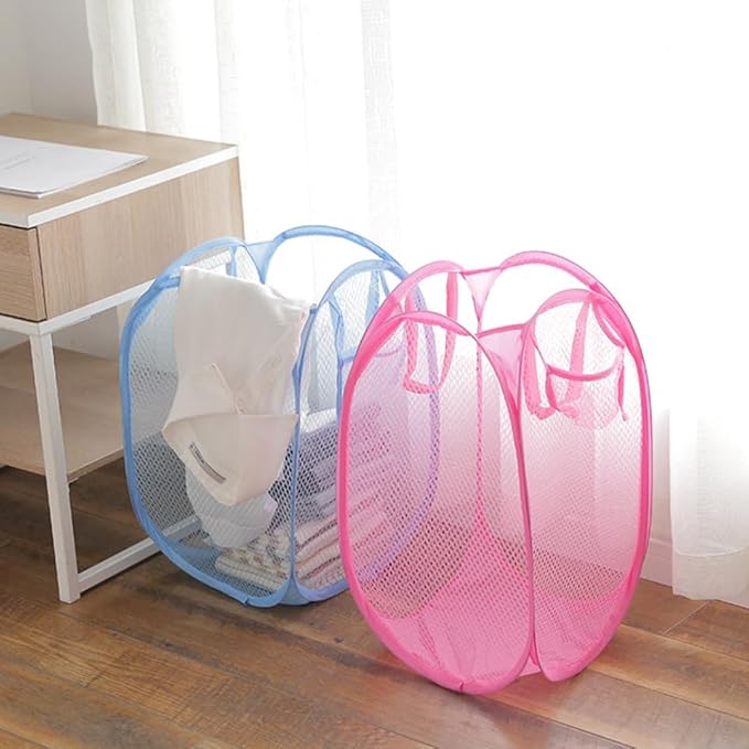 Fine Mesh Laundry Basket with Handles Nylon Dirty Clothes Storage Bin for Bedroom Dorm Bathroom Use Lightweight and Portable Organizer for Shoes and Blankets Random Random Color