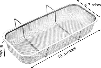 Stainless Steel Side Sink Drain Strainer Basket, Corner Hanging Sink Strainer Colander Drain Basket, Kitchen Sink Food Waste Filter and Vegetables Fruits Clean (Silver rectangle)