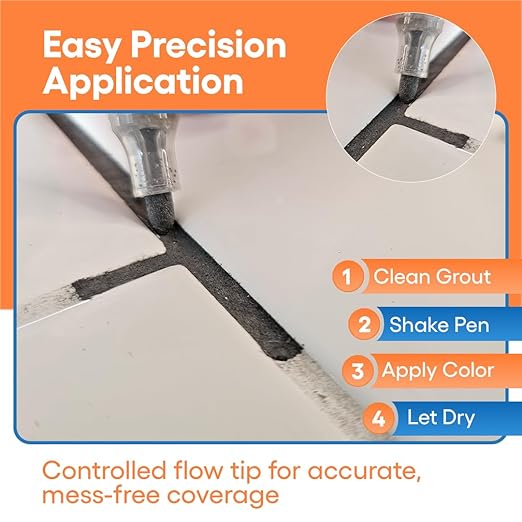 Dark Gray Grout Paint Pen Tile Grout Colorant & Sealer Marker, Quick-Dry, Ideal for Bathroom, Shower, Kitchen Tiles Restores Grout Lines, 3 Adjustable Tips (2-3 mm)