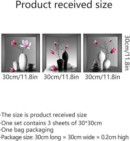 3D Wall Stickers DIY Flower Wall Decal Removable Waterproof Wall Art Decor for Bedroom Living Room Offices Home Decoration (Vase Orchid)