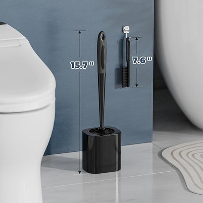 Holaloha Toilet Brush, 4 Pack Toilet Brush and Holder Set Bathroom Accessories, Toilet Bowl Brush and Holder with 4 Crevice Brush for Bathroom, Toilet Scrubber Brush, Black