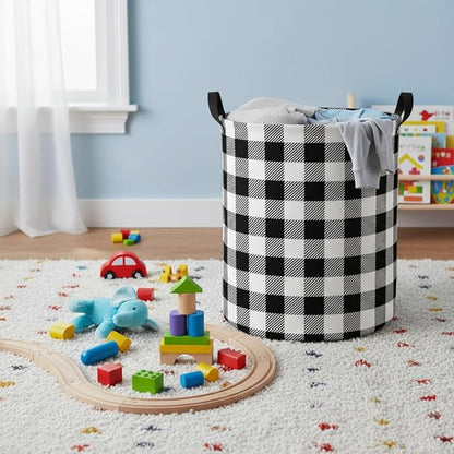 Baby Laundry Hamper kids laundry Basket Waterproof Laundry Bag for Bedroom Toy Clothes Organizer Room Décor(Checkered)
