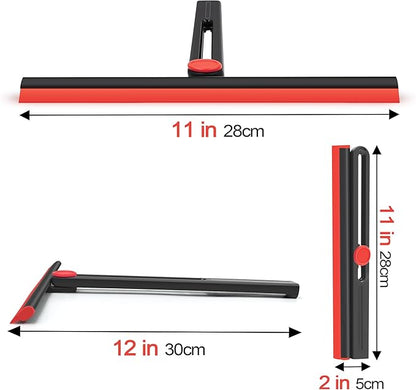 Shower Squeegee for Glass Doors with 2 Pack Multi-Purpose 360° Rotating Window Squeegees for Walls Wiper, Car Windshield, Tile, Mirrors and Kitchen, 11-Inchs