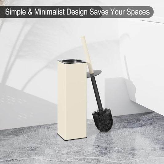 BVL Toilet Brush and Holder Set White Freestanding for Bathroom
