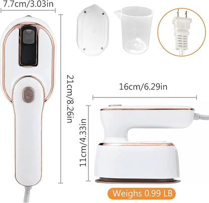 Portable Handheld Steamer for Clothes, 2-in-1 Ironing & Steaming,180° Rotatable Multi-Directional, Mini Travel Steamer,suitable for clothing of the majority of sizes/thickness for Dorm Room, White