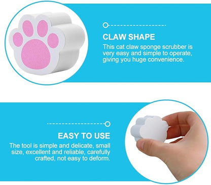 minkissy Cat Claw Sponge Scrubber 2pcs, Cartoon Cat Paw Mirror Cleaner for Bathroom and Window, Multipurpose Non-Scratch Cat-Claw Scrubber for Glass and Faucet Cleaning