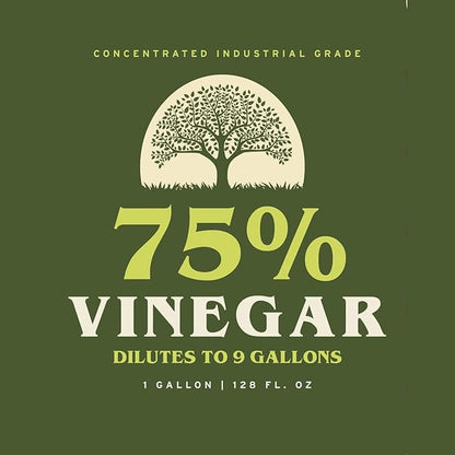 75% Pure Concentrated Strong Vinegar for Cleaning, High Strength Industrial and Household Cleaner, Gardening and Yard Vegetation Control, 1 Gallon (128 Fl oz), Pack of 4