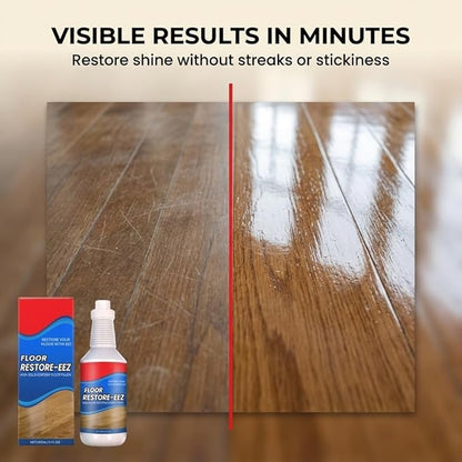 Emesak Hardwood Floor Restorer and Polish - High Gloss Shine Enhancer for Wood, Laminate, Vinyl & Bamboo - 5oz Quick Dry Protective Care - Helps Conceal Scratches & Daily Scuffs
