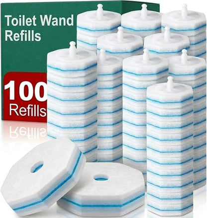 Toilet Wand Refills, Disposable Toilet Brush Refill Heads Compatible with Household Brushes Scrubbers, 3-Layer Scrubbing Pads for Quick Bathroom Toilet Bowl Cleaners Local Stock (Blue(100pcs))
