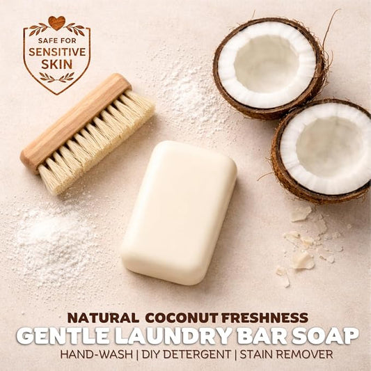 Kelebs Natural Laundry Soap Bar for Sensitive Skin with Organic Coconut - Delicate Laundry Stain Remover for Clothes, Underwear, Collar - Gentle Baby Laundry Soap | 5 Bars