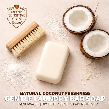 Kelebs Natural Laundry Soap Bar for Sensitive Skin with Organic Coconut - Delicate Laundry Stain Remover for Clothes, Underwear, Collar - Gentle Baby Laundry Soap | 2 Bars