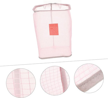 MAGICLULU Folding Wall-mounted Dirty Clothes Storage Basket Mesh Laundry Organizer Nail Hook Space-saving for Apartments and Hotels Pink