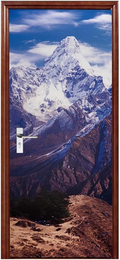 A.Monamour 3D Door Stickers for Interior Doors AMA Dablam in The Everest Region of The Nepal Himalaya Mountain Range Vinyl Waterproof Self Adhesive Door Mural Decals for Bedroom Bathroom 90x200cm