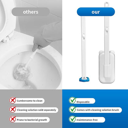 Disposable Toilet Brush with 48 Refills,Toilet Cleaning Supplies,Toilet Wand Brush Starter Kit,Wall Mounted Toilet Bowl Cleaner Brush with Holder for Bathroom Deep Cleaning & Hygiene (White)