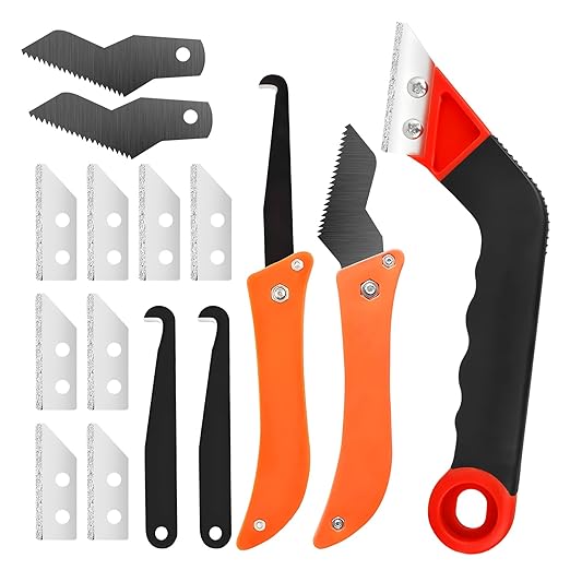 15pcs Grout Removal Tool with Upgraded Handle & 8 Blades Grout Saw Kit Effortless Tile Grout Cleaner for Bathroom, Shower, Floor Repair