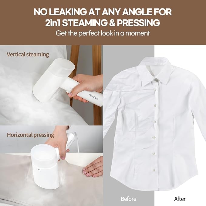 HubiCare Dual Voltage 120V - 220V Portable Handheld Steam Garment Steamer Foldable: Effortless Wrinkle Clothes Steam Iron Removal 25-Second Fast Heat-up, 1000W, Home & Travel