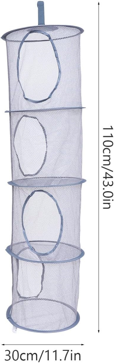 Cabilock 1pc Foldable Mesh Laundry Drying Basket Hanging Organizer for Clothes and Toys Space-Saving Storage for Bathroom and Bedroom Ventilated Design