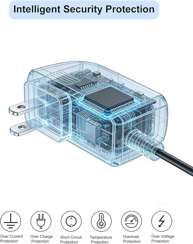 for Voweek Electric Spin Scrubber Charger Cord, Compatible with VWS211 SP02 and Labigo LA1, 6.6ft Power Cord, 9V 1A