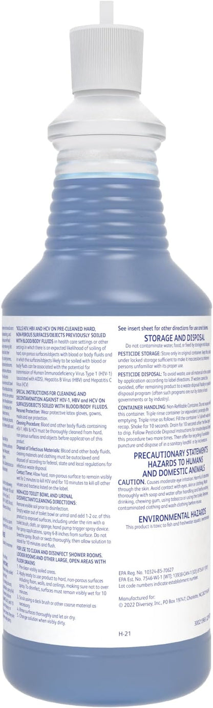 CREW Diversey 100925283 Neutral Non-Acid Bowl & Bathroom Disinfectant, 32 oz Squeeze Bottle, 12/CT