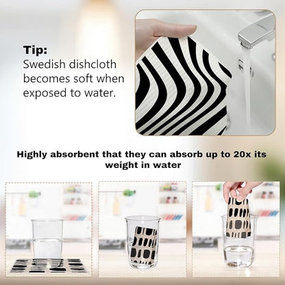 Swedish Dishcloths 6 Pack for Home Kitchen, Reusable Paper Towels, Washable Absorbent Cellulose Sponge Cloths No Odor, Dish Washing Cleaning Cloths, Ideal Gifts for Women Hostess