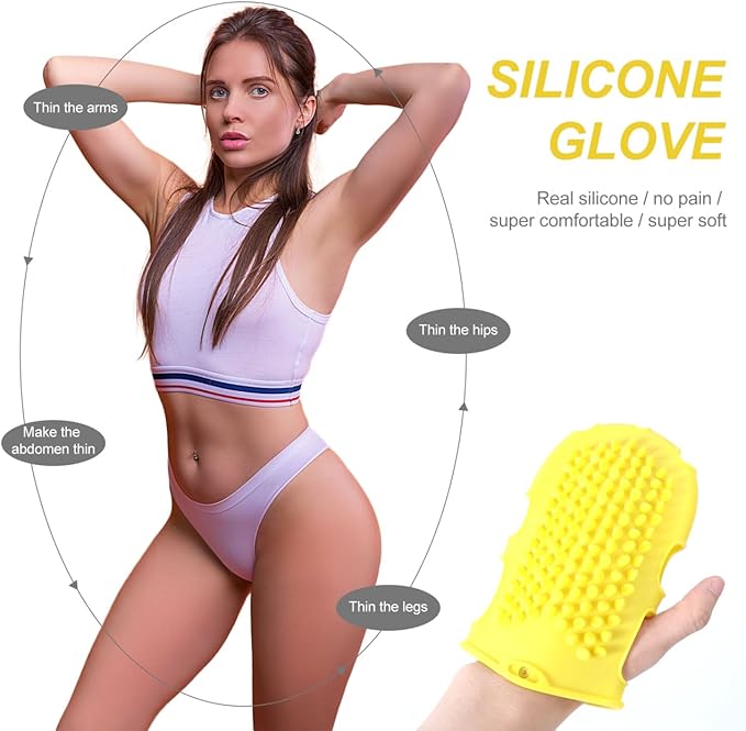 Mikinona Double Sided Silicone Bath Gloves Back Scrubber for Shower with Exfoliating Massage and Body Cleansing Scrubbers Soft Bath Glove Brush for Home Bathroom Use 6.69X4.33X0.82In