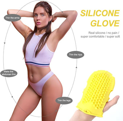 Mikinona Double Sided Silicone Bath Gloves Back Scrubber for Shower with Exfoliating Massage and Body Cleansing Scrubbers Soft Bath Glove Brush for Home Bathroom Use 6.69X4.33X0.82In