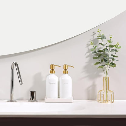 Gold Soap Dispenser Bathroom Set, Hand and Lotion Dispenser with Stainless Steel Pump, Perfect for Modern Bathroom Decor. (Gold)