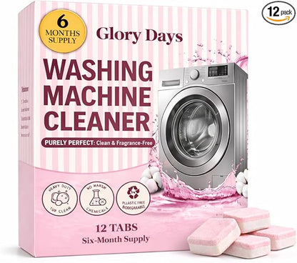 Washing Machine Cleaning Tablets – Odor & Pet Hair Remover and Descaler Tabs – Non-Toxic, Eco-Friendly, Biodegradable Washer Cleaner Tablets for HE, Front Load & Top Load Machines (6-Month Supply)