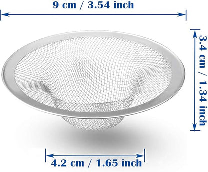 2 Pcs Heavy Duty Stainless Steel Slop Basket Filter Trap, 3.54" Top / 1.65" Mesh Metal Sink Strainer, Perfect for Kitchen Sink/Bathroom Bathtub RV Wash Basin Floor Drain Balcony Drain Hole