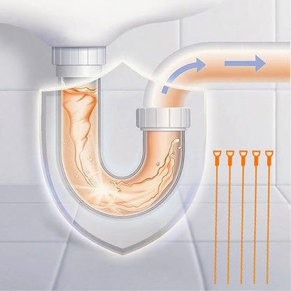 25 Inch Flexible Drain Snake Set, Professional Hair & Clog Remover Tool for Bathroom & Kitchen, Easy-to-Use Sink Cleaner with Comfort Grip for Home (10 Pcs)