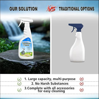 SnowLily Headstone Cleaner for Graves,Granite Cleaner & Stone Renewer, Formulated to Clear Moss & Stains from Quartz, Tile & Slate | Includes 4 Pcs Tool Kit | 16.9 OZ