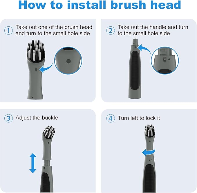 SOARING Rechargeable Electric Cleaning Brush with 4 in 1 Multiple Brush Heads,Indoor Household Cordless Motorized Brush for Bathroom Toilet Kitchen Tile Crevice (Gray & Black)