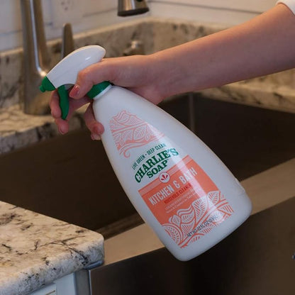 Charlie's Soap Kitchen & Bath Household Cleaner Spray (32 Fl. Oz., 6 Pack) Natural Kitchen and Bathroom Multi-Surface Cleaner – Non-Toxic and Biodegradable
